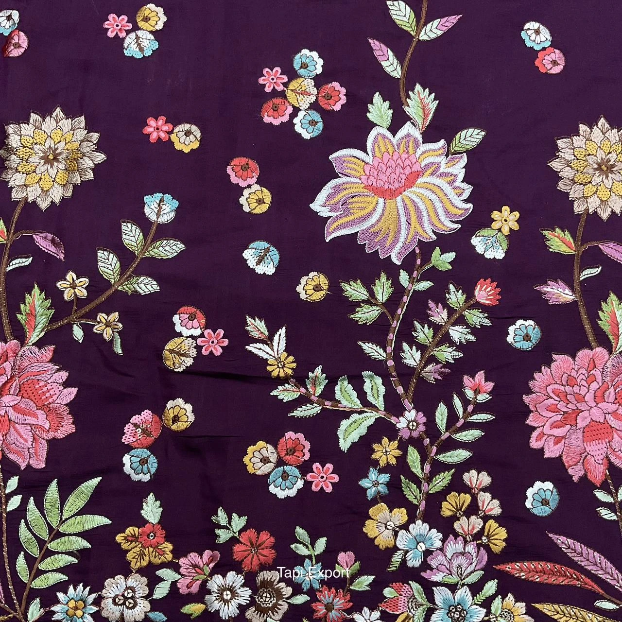 fendi silk with multiples embroidery work .