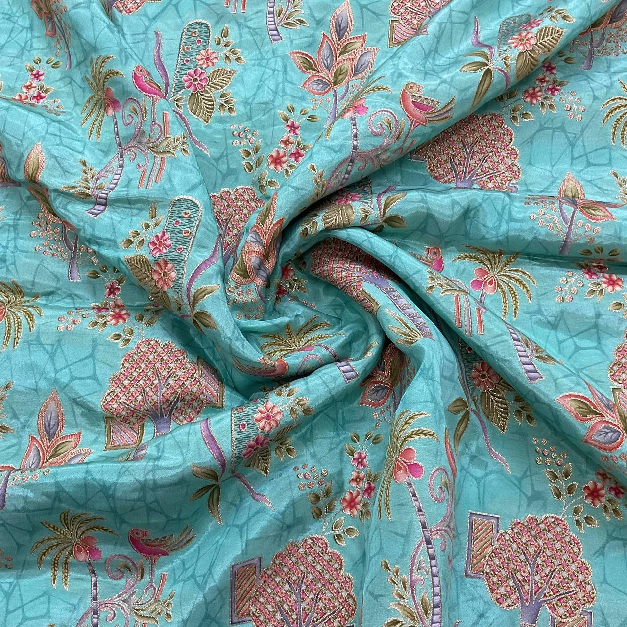 Position Print Lehenga Fabric