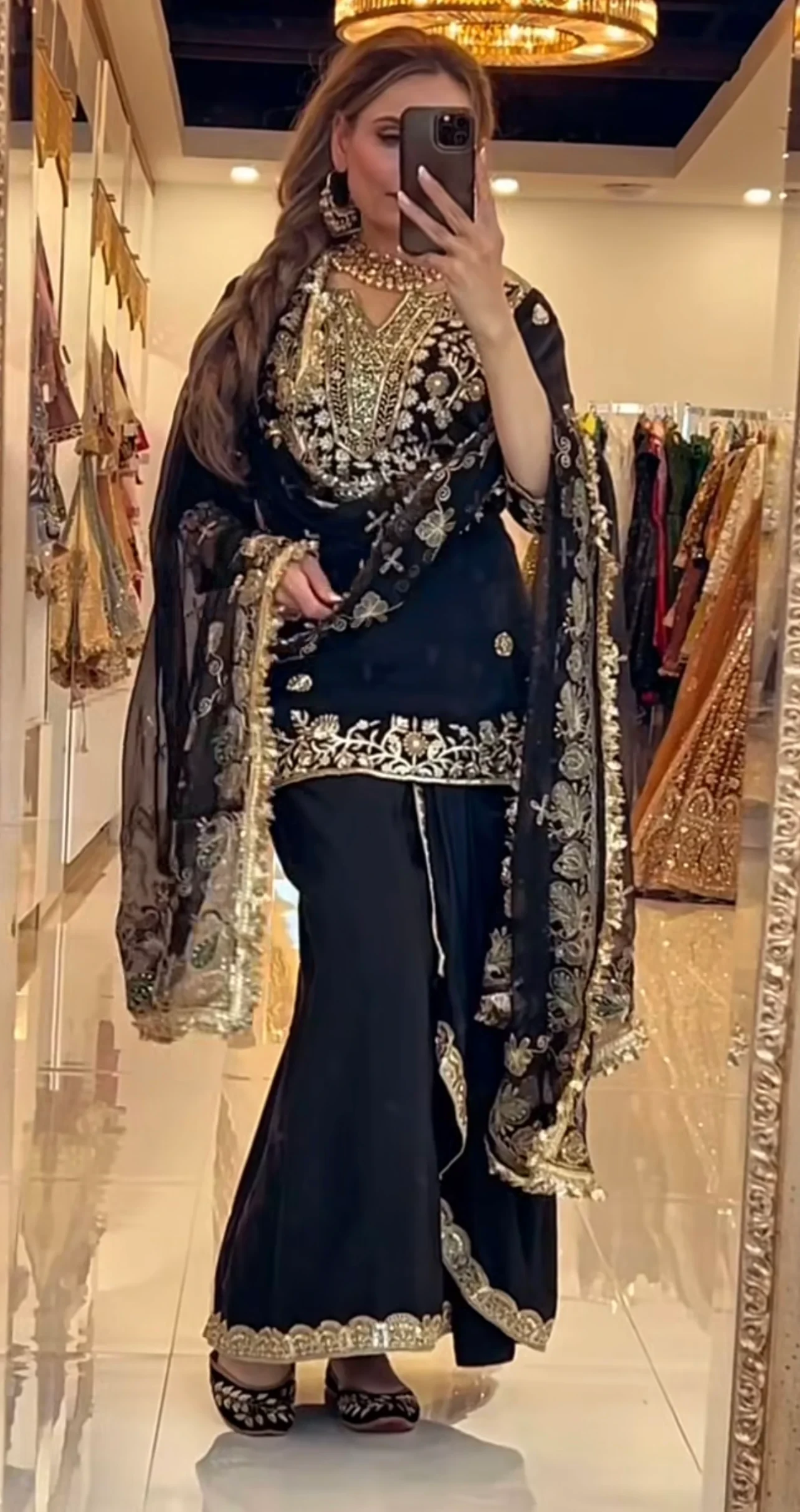 Designer Top ,Dhoti Skirt and Dupatta With Heavy Embroidery Sequence Work